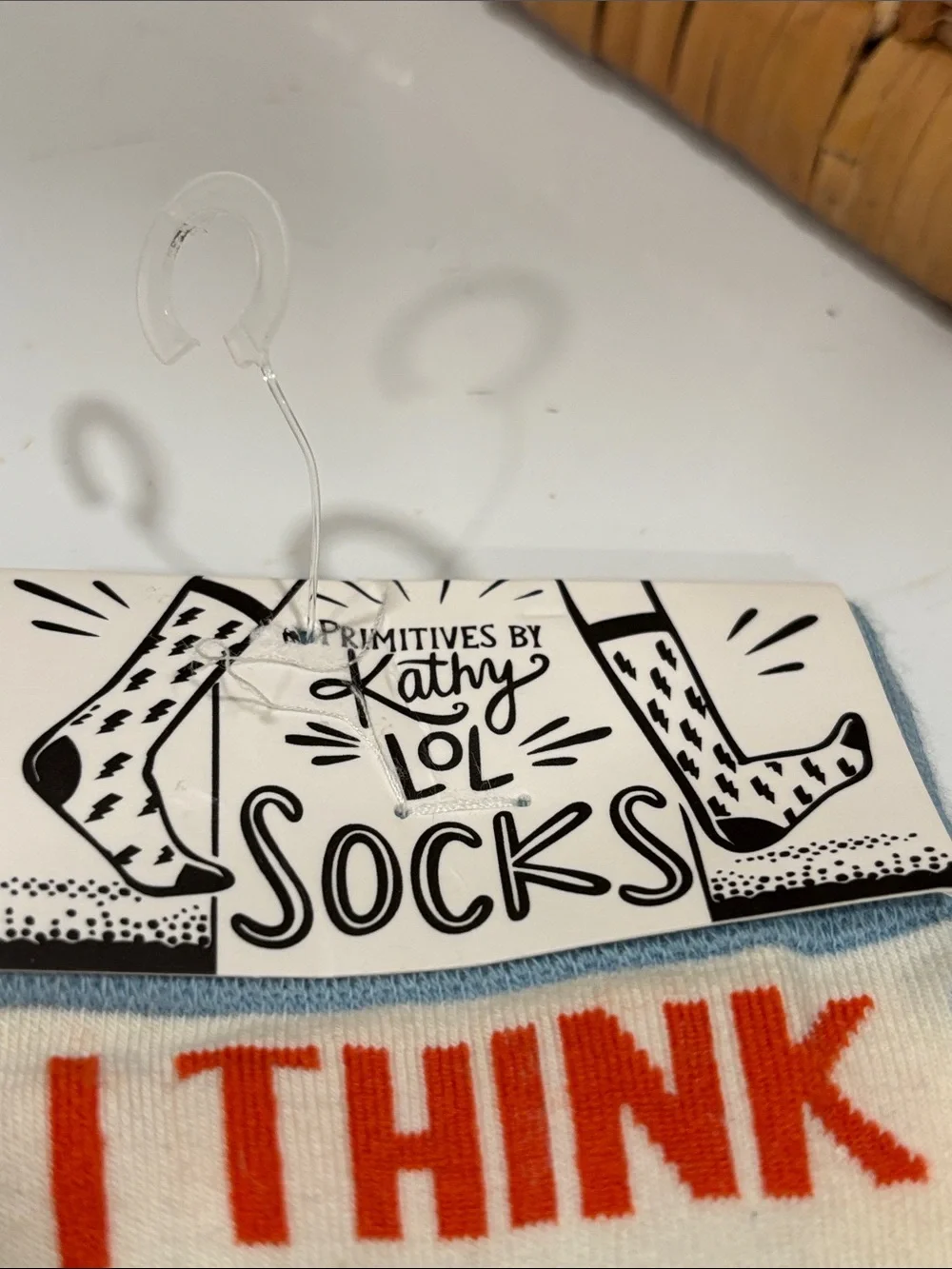 Primitives by Katy  'I Think My Guardian Angel Drinks' Crew Socks NWT